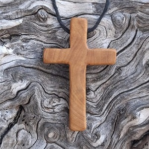 Solid Wood <b>Cross</b> Pendant Wine <b>Red</b> Brown Wooden Handheld Ornament Christian Religious Gift Easter - Product Image 5
