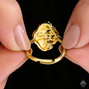 Anillos de cristal de AURA dorada de tamaño ajustable Producto antideslustre - Product Image 1
