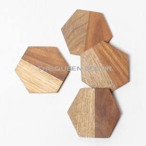 Natural Wooden Luxuries Quality Hexagonal Shape Tea <b>Coasters</b> Coffee Dining Table Use Modern Design For Household Use - Product Image 1