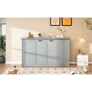 Letto a scomparsa matrimoniale grigio, pieghevole nel mobile - Product Image 6