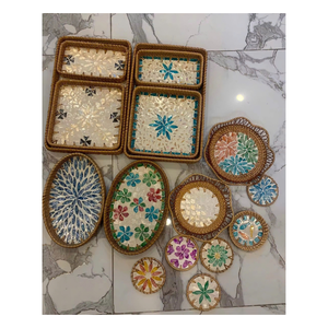 Plato de Ratán Tejido a Mano de Primera Calidad, Ecológico y Duradero, con Decoración de Conchas Naturales, Apto para Contacto con Alimentos - Product Image 5