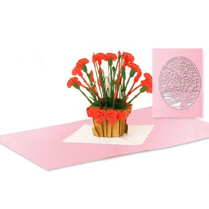 การ์ดป๊อปอัพ 3 มิติ ลายกระถางดอกคาร์เนชั่น การ์ดอวยพร 3 มิติ ทำมือ พร้อมซอง การ์ดป๊อปอัพลายดอกไม้ สำหรับทุกโอกาส งานฝีมือ - Product Image 1