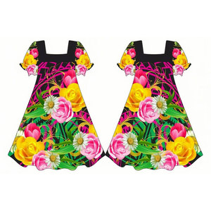 Vestido Mumu Personalizado con Estampado Polinesio, Manga Corta Abullonada, Nuevo Estilo, Cuello Redondo, Vestido Mumu Micronésico - Product Image 6