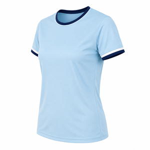 Wholesale Solid Women Athletic T Shirt Short Sleeve Crew Neck Performance Sportswear Quick Dry Breathable 100% Cotton Gym <b>Top</b> - Product Image 2
