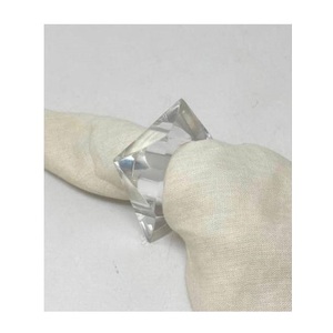 <b>Clear</b> Crystal Silver Customizable Modern Square Napkin Ring Durable Eco-Friendly Acrylic Napkin Holder for Wedding Hotel <b>Table</b> - Product Image 1