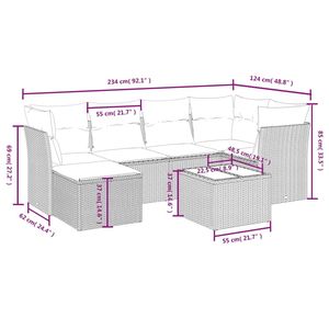 Juego de sofás de jardín de ratán PE gris con vidrio templado y muebles de exterior duraderos de acero con recubrimiento en polvo - Product Image 4