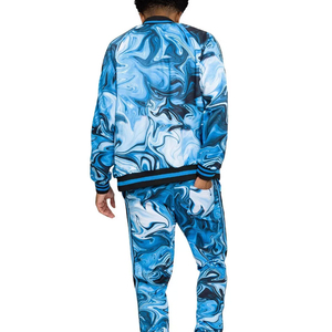 Survêtement bleu marbré pour homme, imprimé par sublimation sur toute la longueur, coupe classique, style streetwear, respirant, en polyester, pour le printemps - Product Image 5