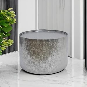 Mesa de Centro Redonda Moderna con Superficie de Metal Texturizado, Mueble de Alta Calidad para Sala de Estar, Uso Doméstico - Product Image 2