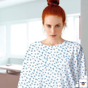 Unisex abiti da ospedale in cotone Polycotton abiti da allattamento per adulti bianchi chiusure a scatto davanti-dietro a maniche corte abiti per pazienti premaman - Product Image 6