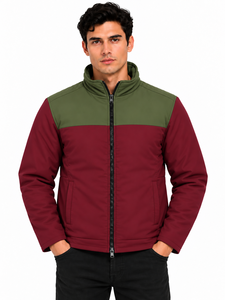 Chaqueta de Invierno Reversible Casual Premium para Hombre, Doble Cara, Verde Oliva y Borgoña, Forro Polar Transpirable, Manga Larga, Cuello Alto - Product Image 2