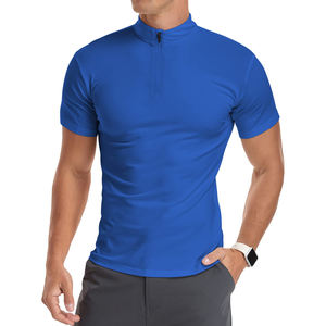 Quarter Zipper Up Muscle Fit Short Sleeve <b>T</b>-<b>Shirts</b> Custom OEM Design Quicky Dry <b>T</b>-<b>Shirt</b> Cotton Regular Fit <b>Shirt</b> For <b>Men</b> - Product Image 5