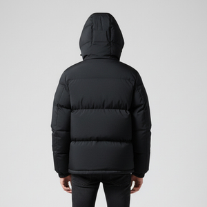 Custom Quilt Style Men's Puffer <b>Jacket</b> Canvas <b>Waterproof</b> Breathable <b>Winter</b> Casual Hooded Outerwear Front High Street Style OEM - Product Image 3