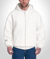 Sudadera con capucha y cremallera para hombre, 100% algodón, 380 GSM, gruesa, estilo casual oversize, suéter polar, superventas directo de fábrica