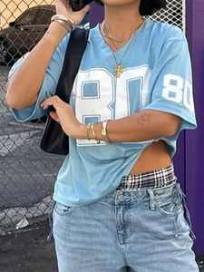 Jersey de Fútbol Americano Personalizado para Mujer, Estilo Urbano, 100% Poliéster, Malla, Hombros Caídos, Recortado, con Serigrafía - Product Image 4