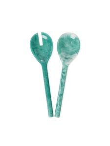 Maison De La Pierre - Serveurs à salade en résine sculptés à la main, texture marbre vert, compatibles lave-vaisselle et micro-ondes, faits à la main, écologiques - Product Image 2