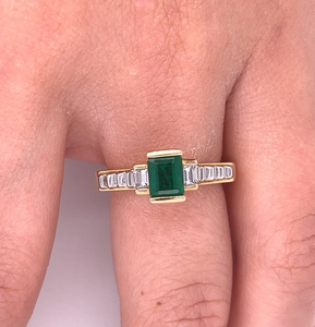 Emerald Cut Lab Created Diamond Vintage IGI Certified 18K Gold Plated Bezel Setting Classic Women's Engagement Ring Daily Wear - Product Image 4
