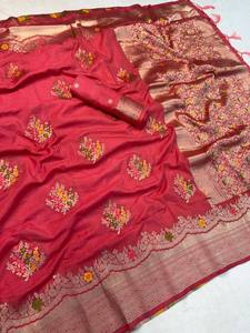 Sari de seda étnico tejido a mano con diseño floral y bordado Zari, transpirable para todas las ocasiones, en nuevo diseño 2026 - Product Image 5