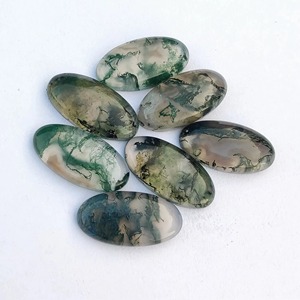 Venta al por mayor de piedras preciosas sueltas de ágata musgosa natural de grado AAA, en forma de cabujón ovalado grande de 8 mm con parte trasera plana, disponibles en todos los tamaños. - Product Image 2