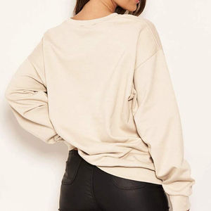 Sweat-shirt respirant et écologique à col rond et manches longues, prix d'usine, personnalisé, rose nude, doux au toucher, pour femme, hiver, 100% coton - Product Image 4