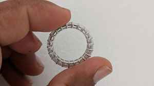 Anillo de boda de eternidad completa con diamante cultivado en laboratorio de corte esmeralda de 6.40 quilates para mujer, joyería hecha a mano, banda a juego de oro blanco de 10K/14K - Product Image 4