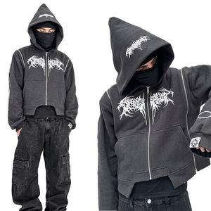 Conjunto de Sudadera con Capucha y Cremallera Extra Grande para Hombre, 100% Algodón, Personalizado OEM |   Ropa Urbana Estampada de Otoño con Etiqueta Privada - Product Image 5