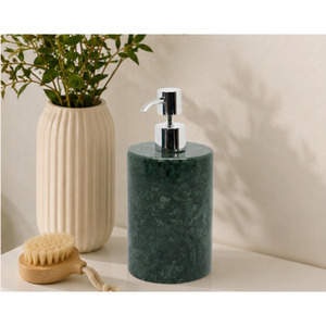 Distributeur de savon en marbre vert naturel au design classique, flacon de lotion en pierre pour hôtels et décoration de salle de bain moderne, distributeur de liquide - Product Image 4