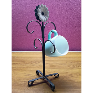 Rustic Iron Metal Mug Holder Stand With Curved Hooks For Kitchen Countertop Dining Table Mugs <b>Storage</b> Stand On Sale - Product Image 5