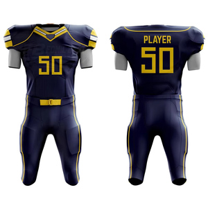 Ensemble d'uniformes de football américain personnalisés par sublimation, grandes tailles, avec logo frontal, respirant, écologique, col en V, pour équipes, vente en gros - Product Image 1