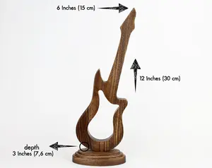 Guitare en bois élégante, pièce maîtresse artisanale, décoration musicale personnalisée, cadeau pour les amoureux de la musique, statue artistique, décoration intérieure, présentoir de table. - Product Image 4