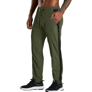 Pantalones de correr a rayas informales personalizados para hombre, pantalones de chándal deportivos ligeros de felpa francesa de poliéster 100% - Product Image 1
