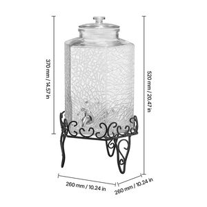 Dispenser per Bevande da 2,5 Galloni con Rubinetto in Acciaio Inox, Dispenser per Succhi in Vetro su Supporto Metallico per Feste, Refrigerazione - Product Image 6