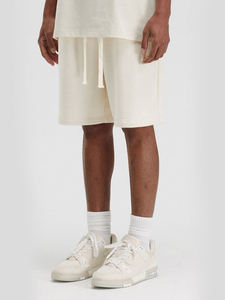 Pantalones Cortos de Felpa con Cordón Ajustable y Logotipo Personalizado para Hombre, 100% Algodón Transpirable, Cintura Media, Estilo Urbano Vintage Ecológico - Product Image 2