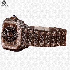 Charm Jewells Luxury Women's Stainless Steel Rectangle <b>Mechanical</b> <b>Watch</b> With Diamond Encrusted Sapphire Crystal Analog Dial - Product Image 2