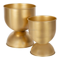 Ensemble de 2 vases en fer MDI, élégants, luxueux, modernes, classiques, uniques, attrayants, plaqués or, pour plantes, vases de sol, décoration de mariage et de maison
