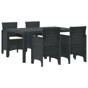 Set da Pranzo da Giardino in Rattan Sintetico Antracite, Collezione 5 Pezzi - Product Image 1