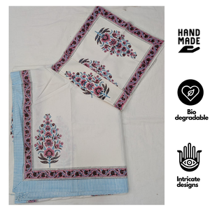Premium Jaipur Artisanal Hand Block Print Floral Classic <b>King</b> <b>Size</b> 3-Piece 200TC 100% Cotton Eco-Friendly Soft Machine Washable - Product Image 2