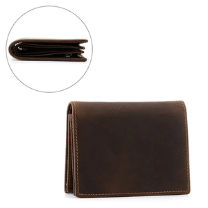 Custom Made High Quality Genuine Leather Short <b>Men's</b> Wallet Closure Multi-Function for Daily Use Made in Pakistan - Product Image 2