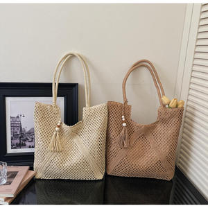 Sac en fil naturel tissé à la main, sac fourre-tout élégant pour la plage d'été, sac à bandoulière pour femme, style bohème écologique, vente en gros - Product Image 2