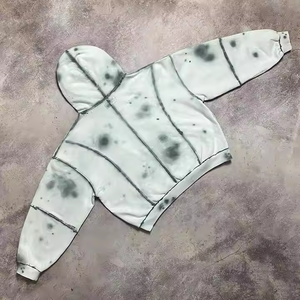 Sweat-shirts à capuche imprimés effet délavé pour hommes, en coton doux, style streetwear classique, effet usé - Product Image 2