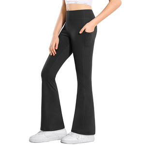 <b>Girls</b> High Waisted Elastic Bootcut Yoga Pants Lightweight Soft Breathable Nylon Spandex <b>Flare</b> <b>Leggings</b> - Product Image 4