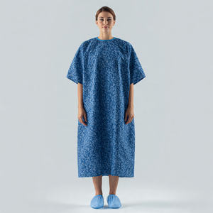 Batas de Paciente de Algodón Tejido Estampado Unisex al por Mayor, Transpirables y Cómodas para Uso Hospitalario con Color y Logotipo Personalizados - Product Image 3