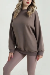 Nouveau sweat-shirt long en dentelle à épaules tombantes pour femme - Logo personnalisé 100% coton molletonné, design décontracté et modeste pour les fêtes d'hiver - Product Image 3