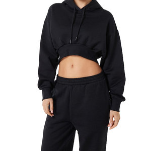 Sudaderas Cortas con Logotipo Personalizado para Mujer, Venta al por Mayor, OEM, Sudadera Corta de Forro Polar Grueso, Precio de Fábrica, Sudadera Corta con Estampado Personalizado para Mujer - Product Image 4