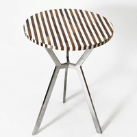 Table d'appoint en bois sur mesure, fabriquée à la main, avec plateau en parquet et pieds en cheveux de cheval rouges, OEM ODM DECORYUG