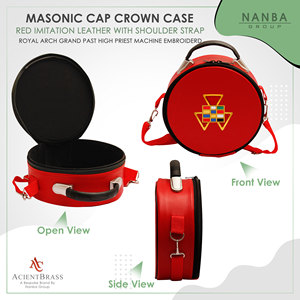 Étui de transport pour casquette de couronne en similicuir rouge du Haut Prêtre du Rite Royal Maçonnique - Product Image 4