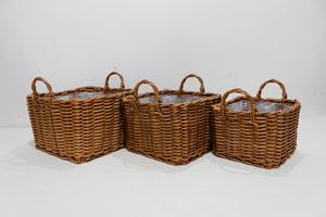 Handwoven Eco-Friendly Plastic Rope Wicker Storage Basket Set with Handles Organizer <b>Bin</b> for <b>Kitchen</b> Bathroom Living Room - Product Image 2