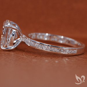 3CT Elongated <b>Cushion</b> Lab Diamond <b>Ring</b> Channel Pave Band IGI Certified 10K White Gold Engagement <b>Ring</b> - Product Image 2