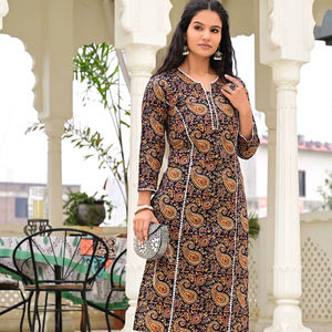 Salwar Kameez noir en coton pour femmes, imprimé floral, pour les fêtes, vente en gros - Product Image 1