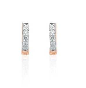 Pendientes de Oro Rosa con Diamantes CZ para Mujer - Joyería Elegante y Ligera de Lujo para Fiestas y Regalos, Tamaño Regular - Product Image 5