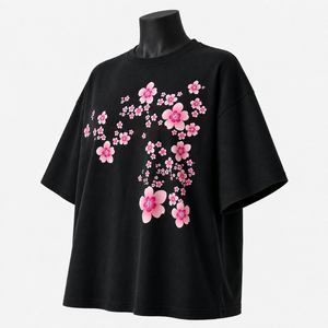 Camiseta de algodón extragrande premium para mujer, estampado de flores rosas, top de moda, camiseta personalizada para mujer, precio mayorista barato. - Product Image 5